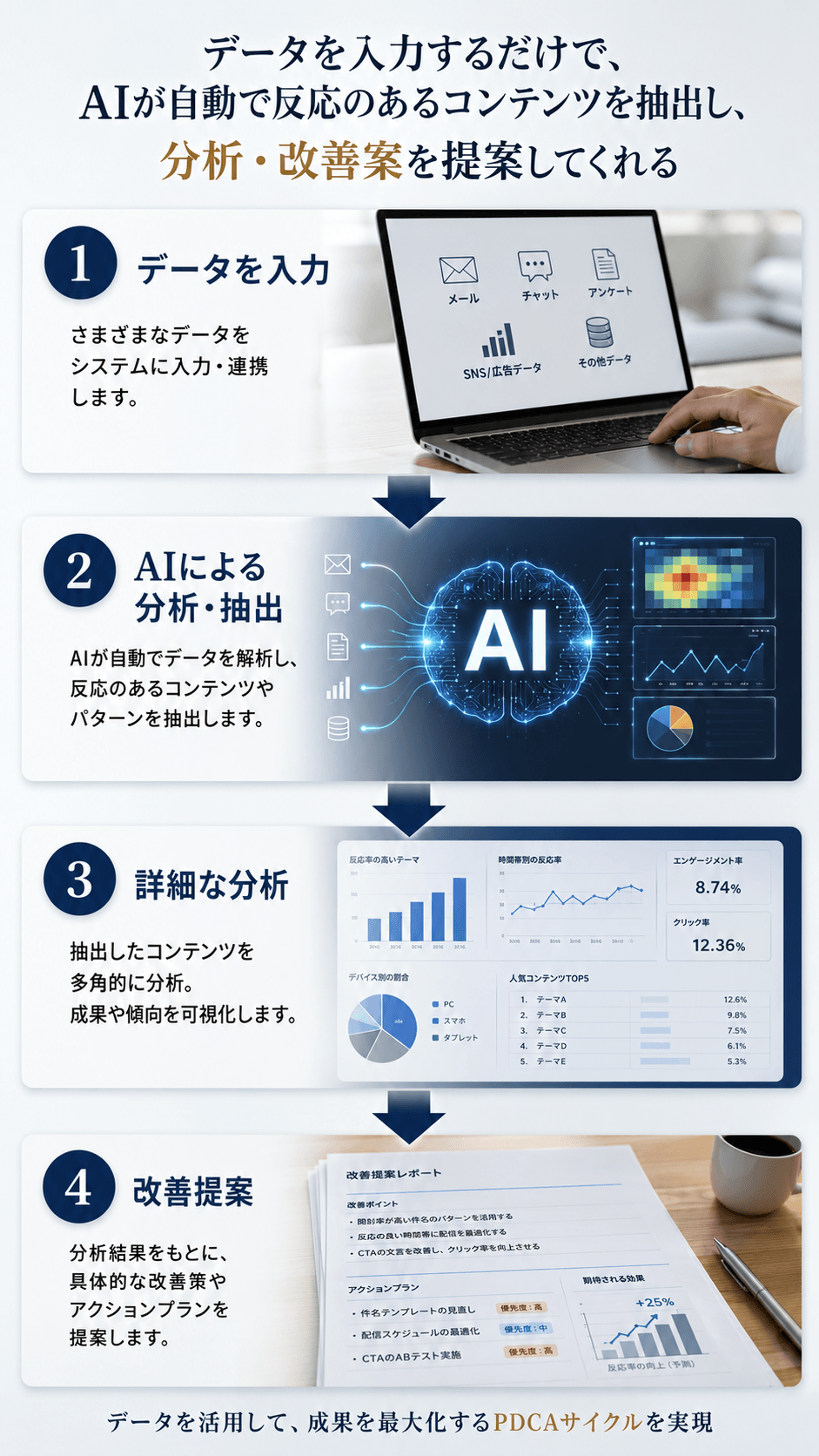 AIによるコンテンツ分析・改善フロー